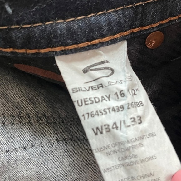 Silver Jeans Tuesday 16 1/2” Slim Bootcut Size 34 Y2K Low Rise Dark Wash… - Picture 15 of 15